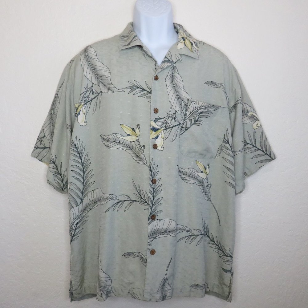Tommy Bahama*Men's Short Sleeve Button Down Straight Hem Floral Silk Shirt~Large